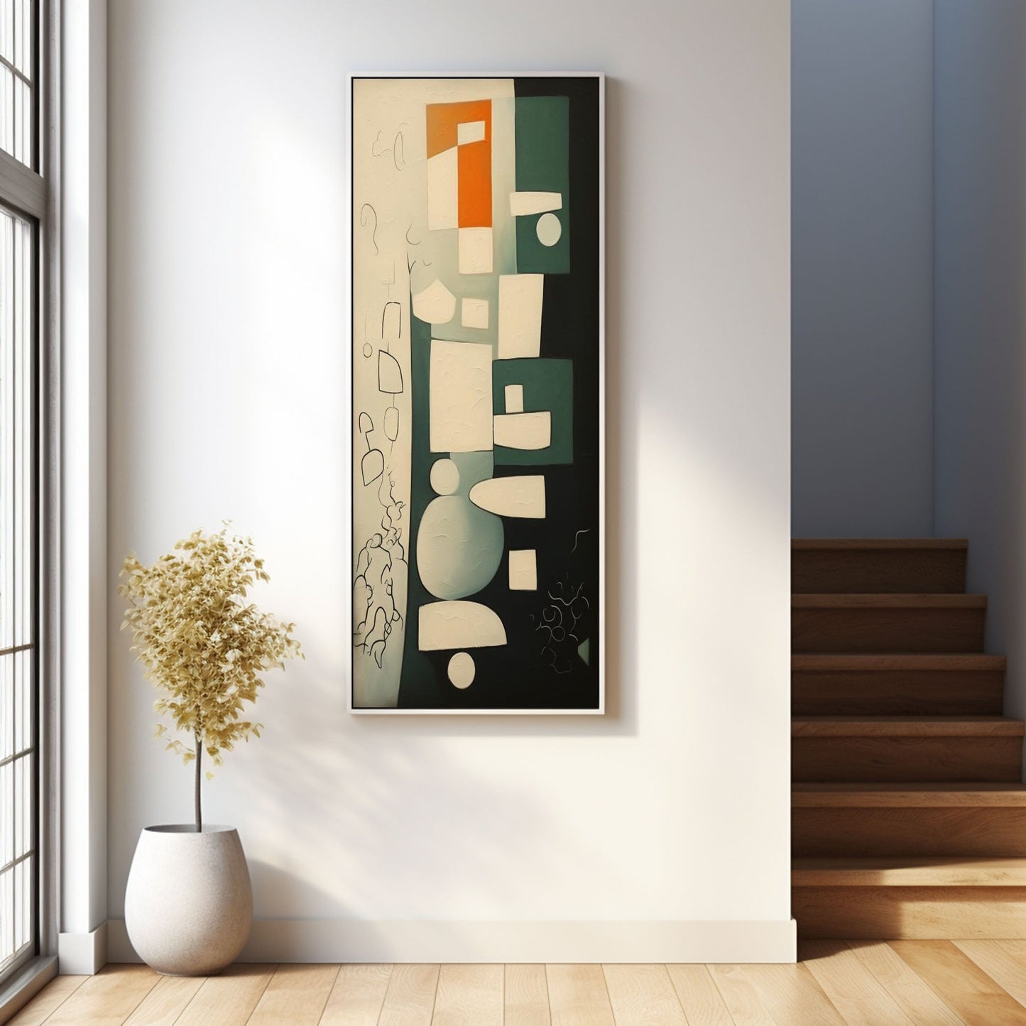 Modern Abstract Oil Painting with Minimalist Geometric Shapes