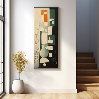 Modern Abstract Oil Painting with Minimalist Geometric Shapes