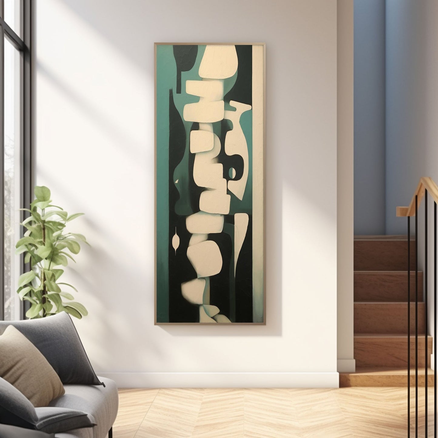 Abstract Contemporary Oil Painting with Minimalist Design and Elegant Color Palette