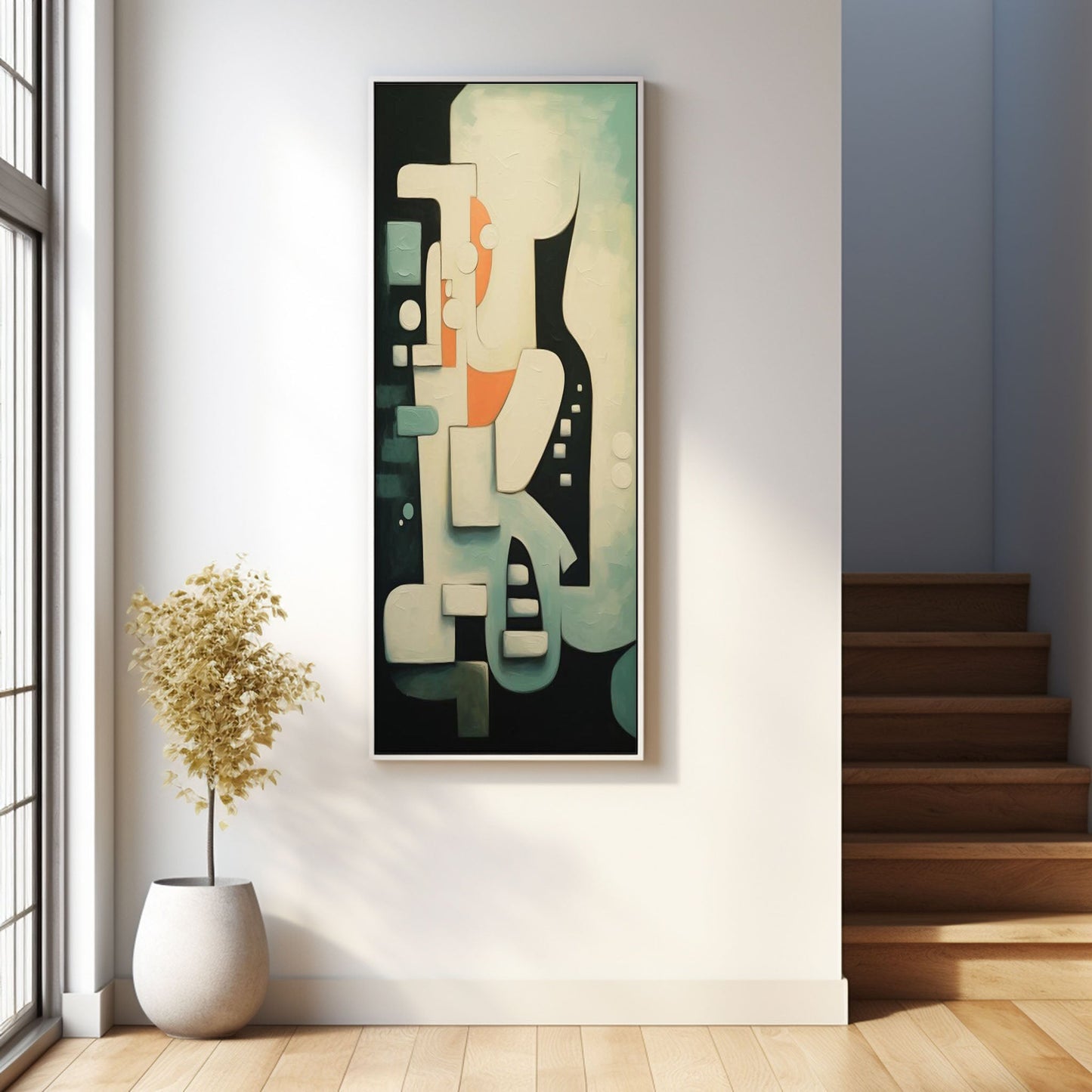 Abstract Geometric Oil Painting in Contemporary Minimalist Style for Modern Decor