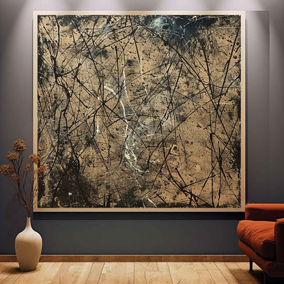 Contemporary Abstract Oil Painting with Dynamic Textures and Bold Lines