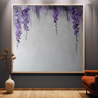 Stunning Purple Floral Abstract Oil Painting for Modern Home Decor