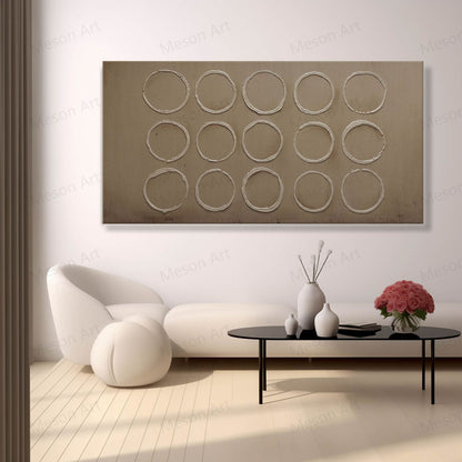 Abstract Circle Wall Art | Minimalist Wabi-Sabi Oil Painting for Modern Home Decor