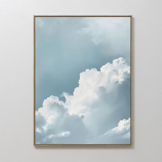 Abstract Blue Sky Cloud Oil Painting for Modern Home Decor