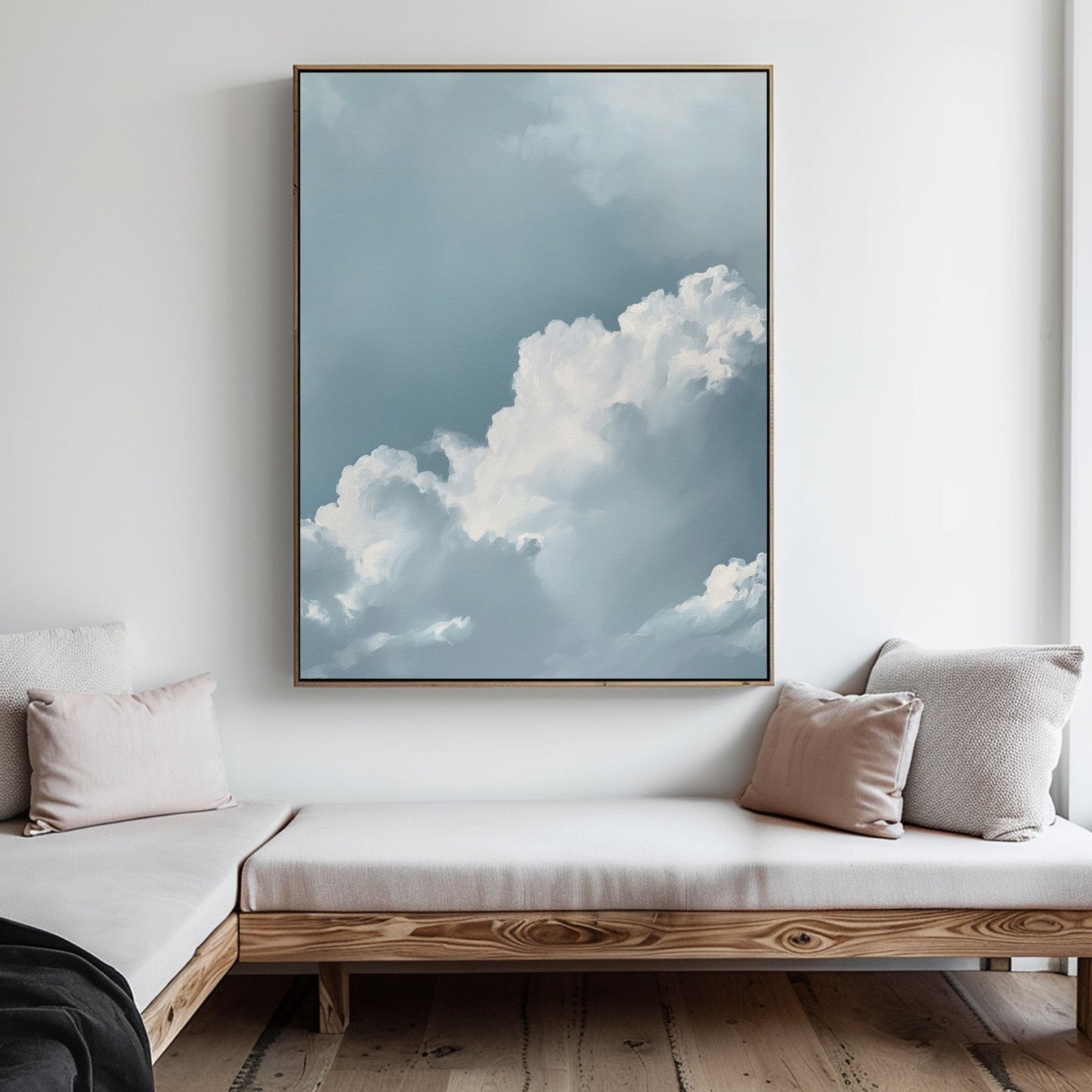 Abstract Blue Sky Cloud Oil Painting for Modern Home Decor