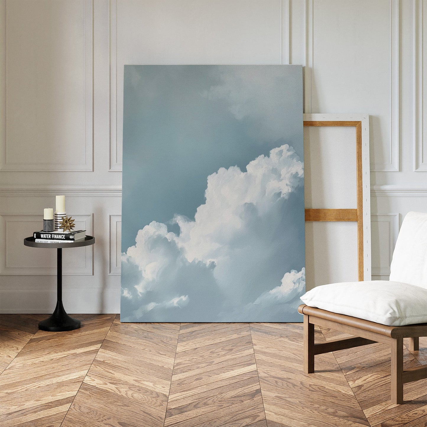 Abstract Blue Sky Cloud Oil Painting for Modern Home Decor