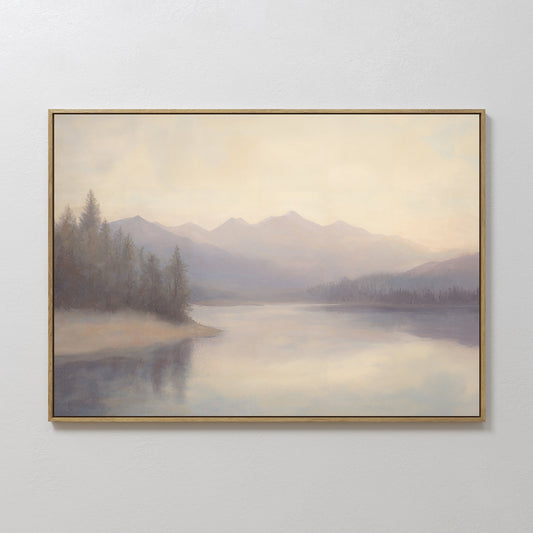 Misty Mountain Landscape Oil Painting for Tranquil Home Décor