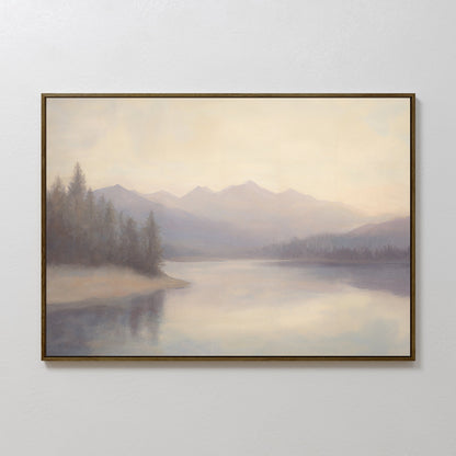 Misty Mountain Landscape Oil Painting for Tranquil Home Décor