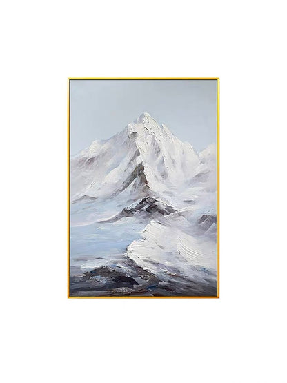 Majestic Snow-Capped Mountain Landscape Oil Painting for Home Décor