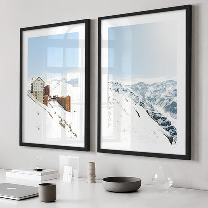 Majestic Winter Landscape: Serene Snow-Capped Mountains Oil Painting