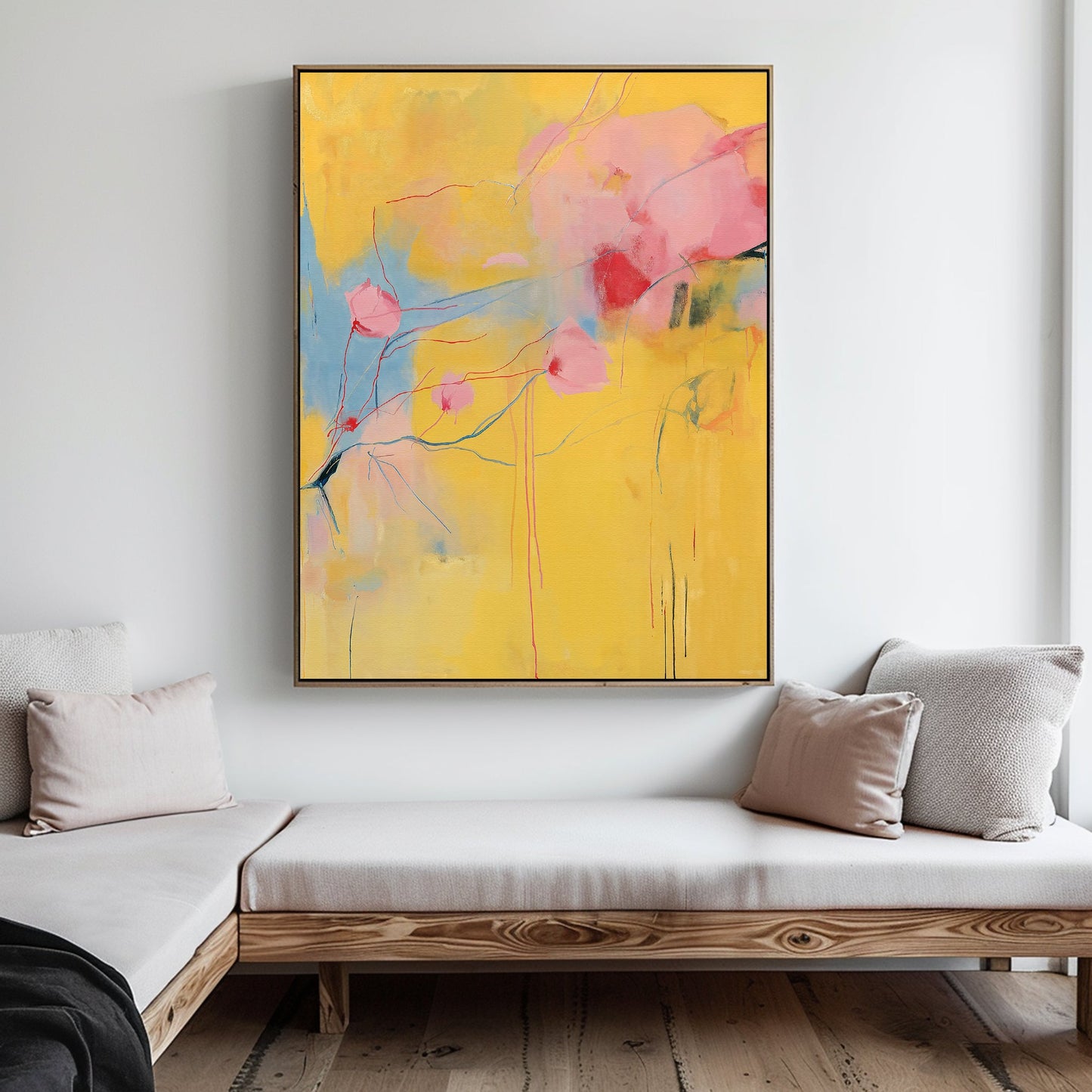 Vibrant Modern Floral Abstract Oil Painting on Canvas