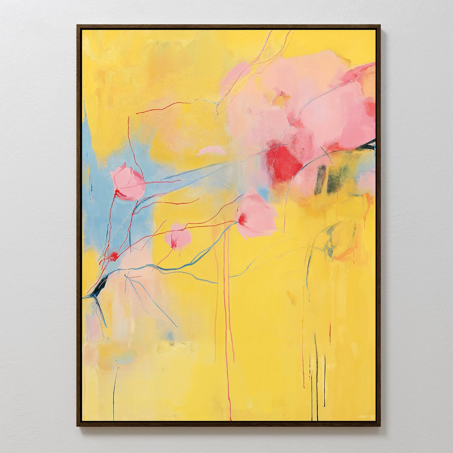 Vibrant Modern Floral Abstract Oil Painting on Canvas