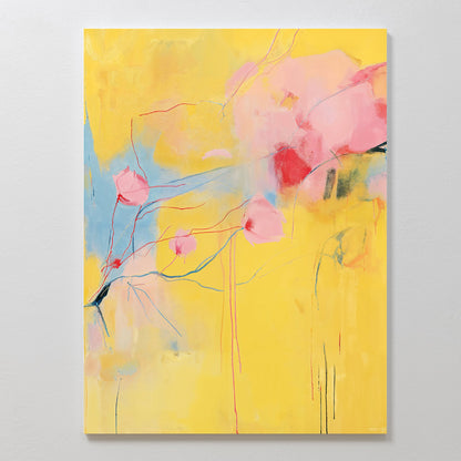 Vibrant Modern Floral Abstract Oil Painting on Canvas