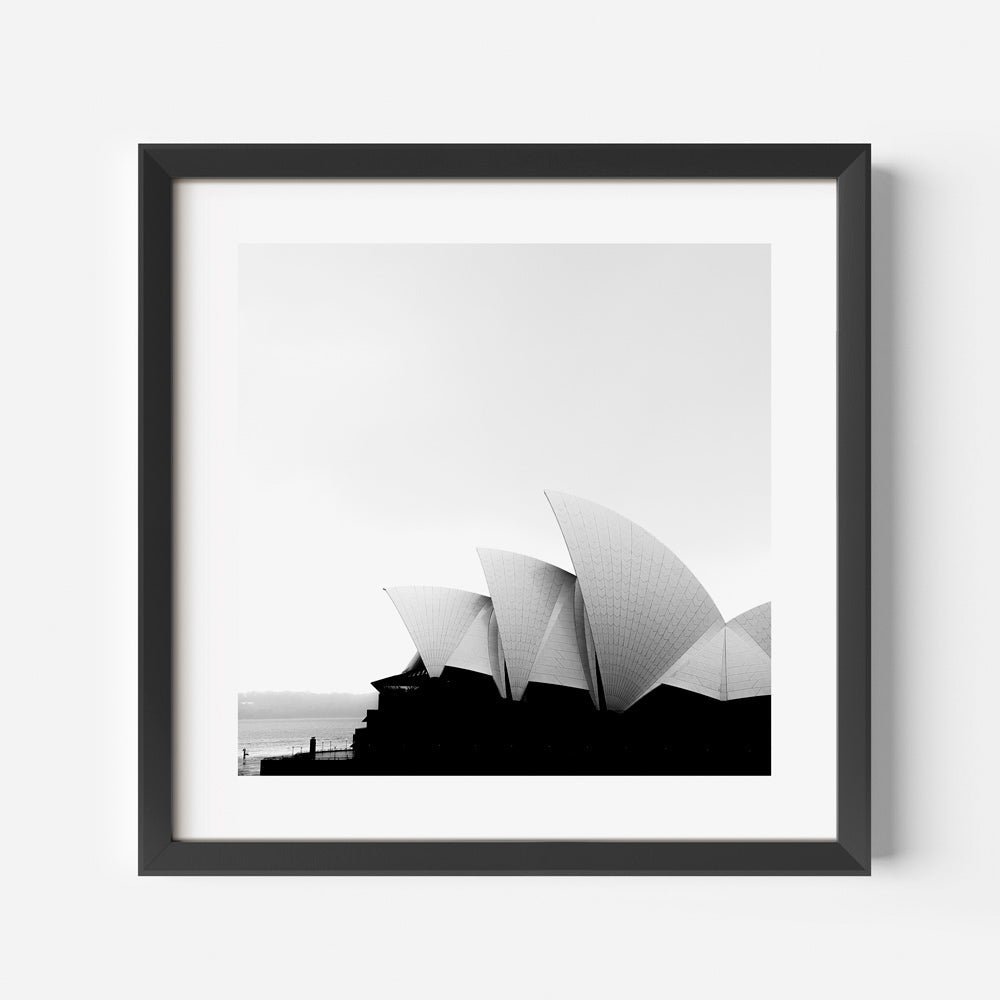 Sydney Opera House in Black and White - Modern Fine Art Oil Painting