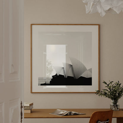 Sydney Opera House in Black and White - Modern Fine Art Oil Painting