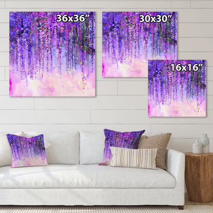 Vibrant Wisteria Blossom Oil Painting - Spring Purple Flowers Artwork