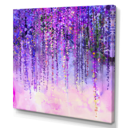 Vibrant Wisteria Blossom Oil Painting - Spring Purple Flowers Artwork