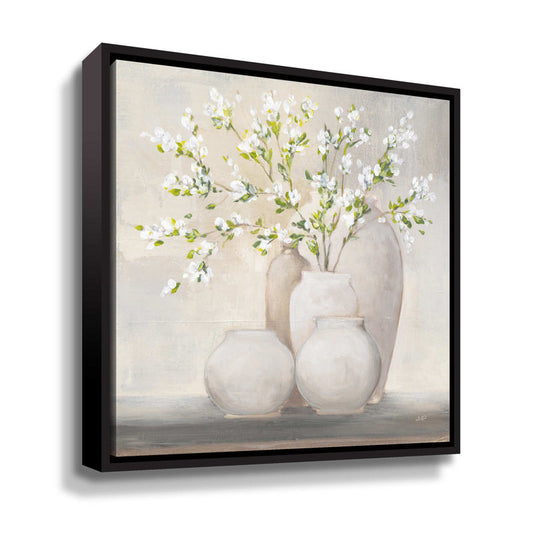Elegant Spring Still Life with White Floral Arrangement and Pottery