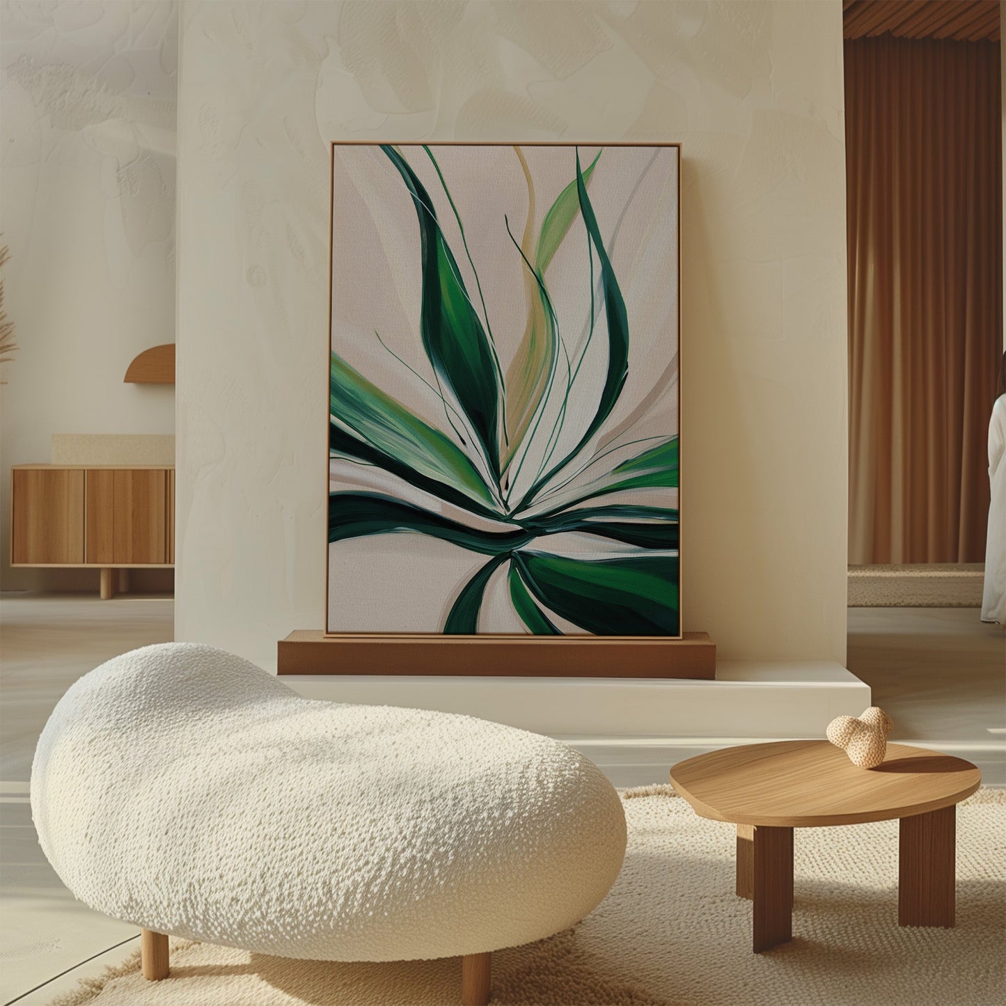 Vibrant Green Abstract Oil Painting for Contemporary Home Decor