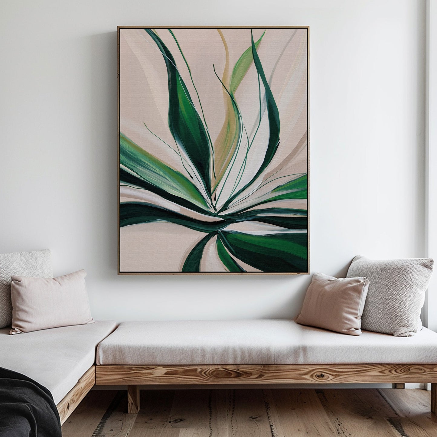 Vibrant Green Abstract Oil Painting for Contemporary Home Decor