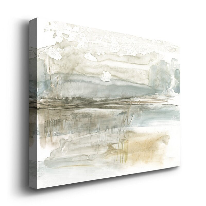 Serene Abstract Landscape Oil Painting in Neutral Tones for Home Decor