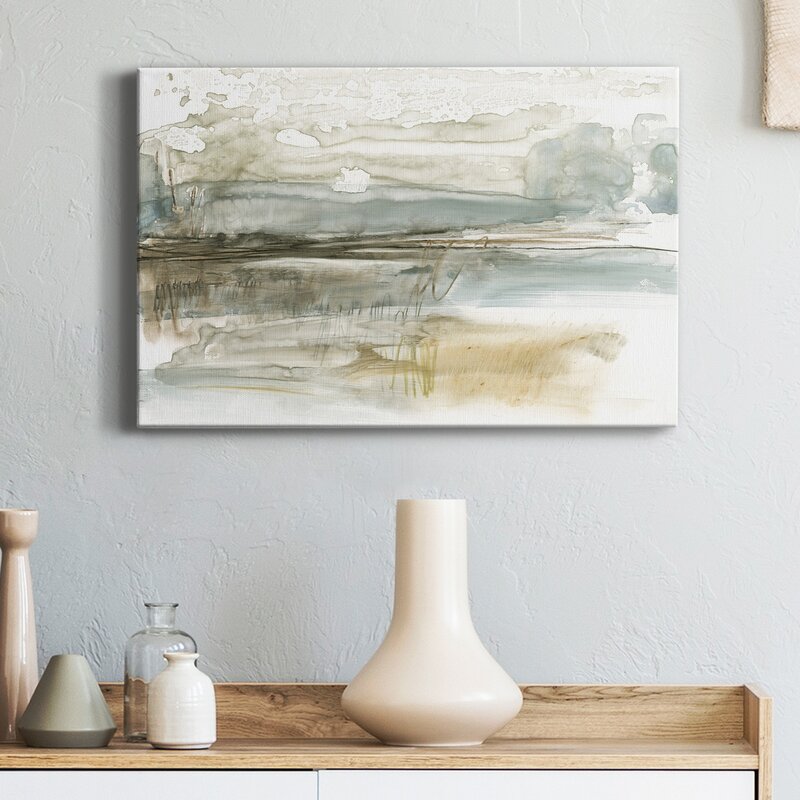 Serene Abstract Landscape Oil Painting in Neutral Tones for Home Decor