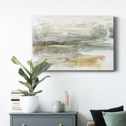 Serene Abstract Landscape Oil Painting in Neutral Tones for Home Decor
