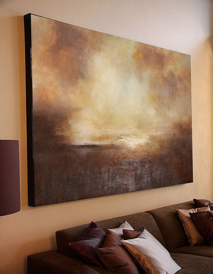 Serene Coastal Abstract Oil Painting for Modern Home Decor and Art Collectors