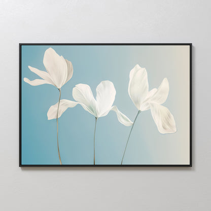 Elegant White Floral Abstract Oil Painting for Modern Home Decor