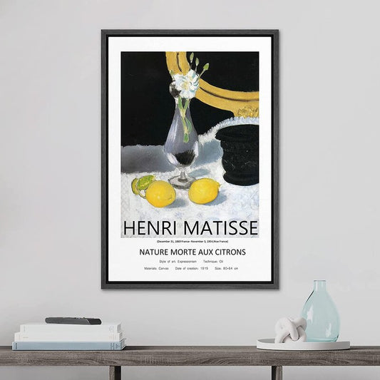 Henri Matisse Lemon Still Life Canvas Art – Modern Framed Abstract Wall Decoration