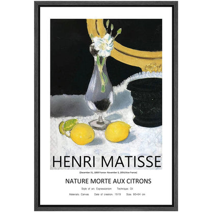 Henri Matisse Lemon Still Life Canvas Art – Modern Framed Abstract Wall Decoration