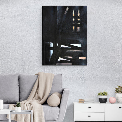Abstract Oil Painting of Shadowed Perspectives and Mysterious Light