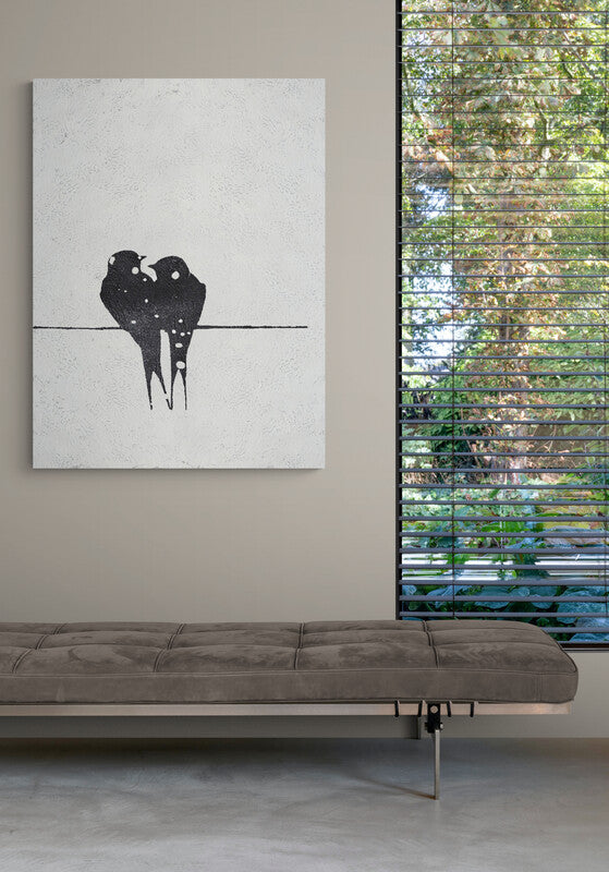 Romantic Lovebirds Oil Painting for Elegant Home Décor