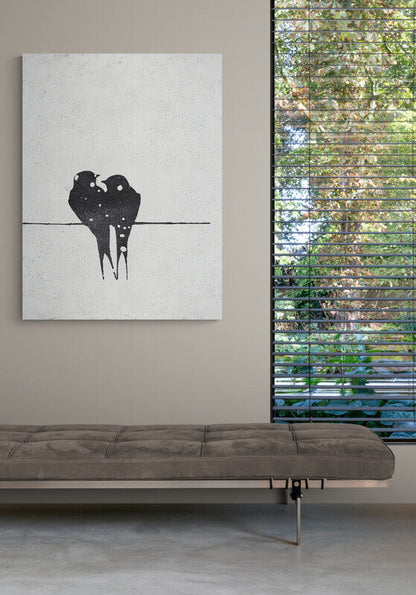 Romantic Lovebirds Oil Painting for Elegant Home Décor