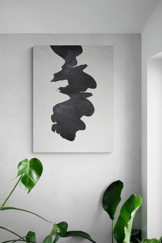 Abstract Black and White Oil Painting – Modern Home Decor Art