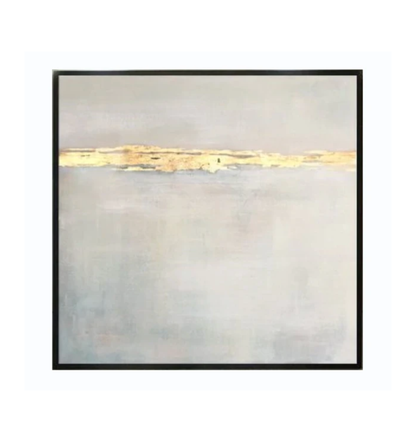 Serene Gold Horizon: Elegant Sunset-Inspired Oil Painting for Modern Decor