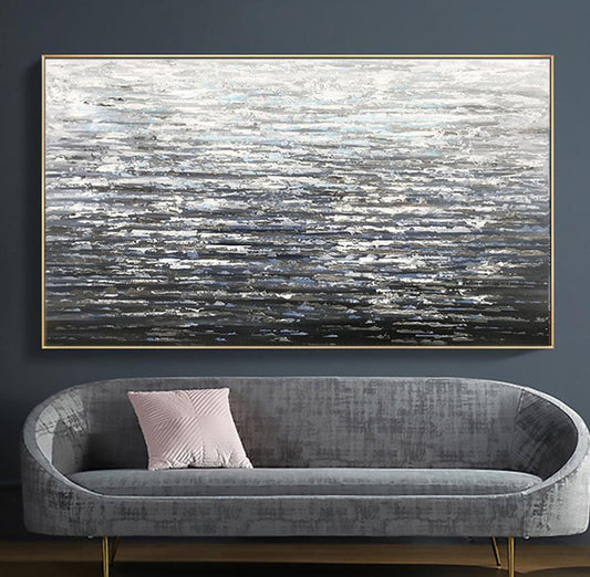 Abstract Gray Surface Oil Painting for Modern Home Decor