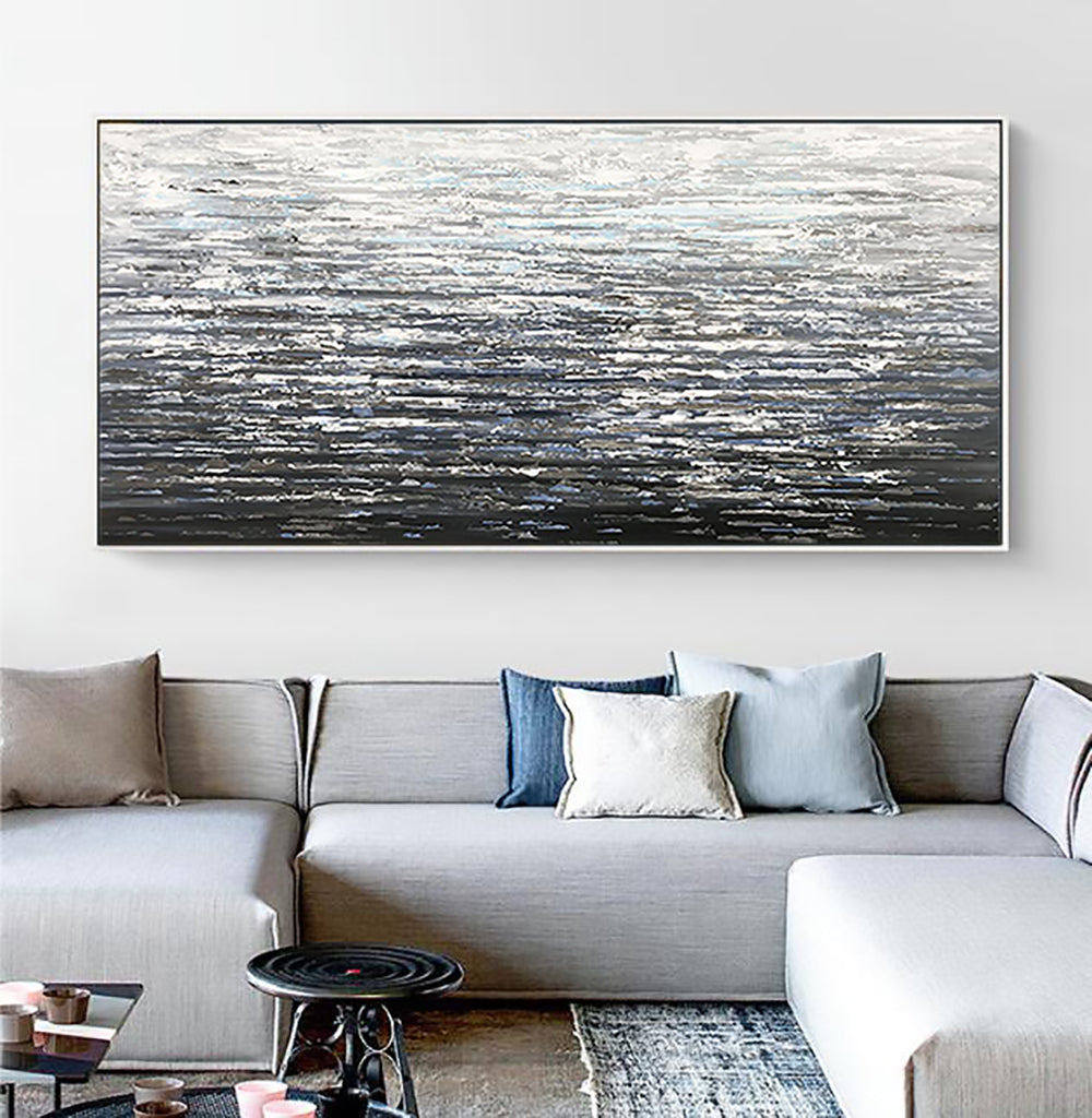 Abstract Gray Surface Oil Painting for Modern Home Decor