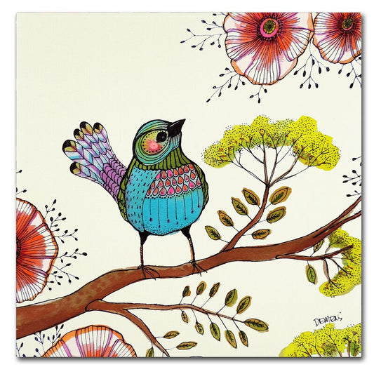 Colorful Bird and Floral Oil Painting for Brightening Home Decor
