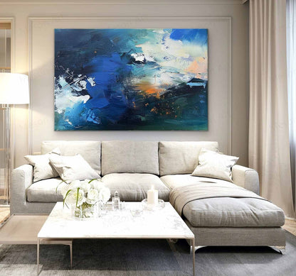 Vibrant Abstract Ocean Wave Oil Painting for Modern Home Decor