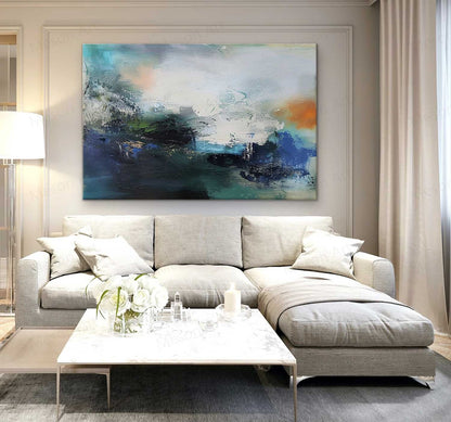 Vibrant Abstract Landscape Oil Painting for Modern Home Decor