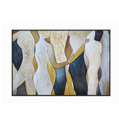 Abstract Conversations: Elegant Figurative Oil Painting in Earthy Tones