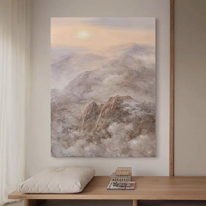 Serene Mountain Landscape Oil Painting for Home Decor