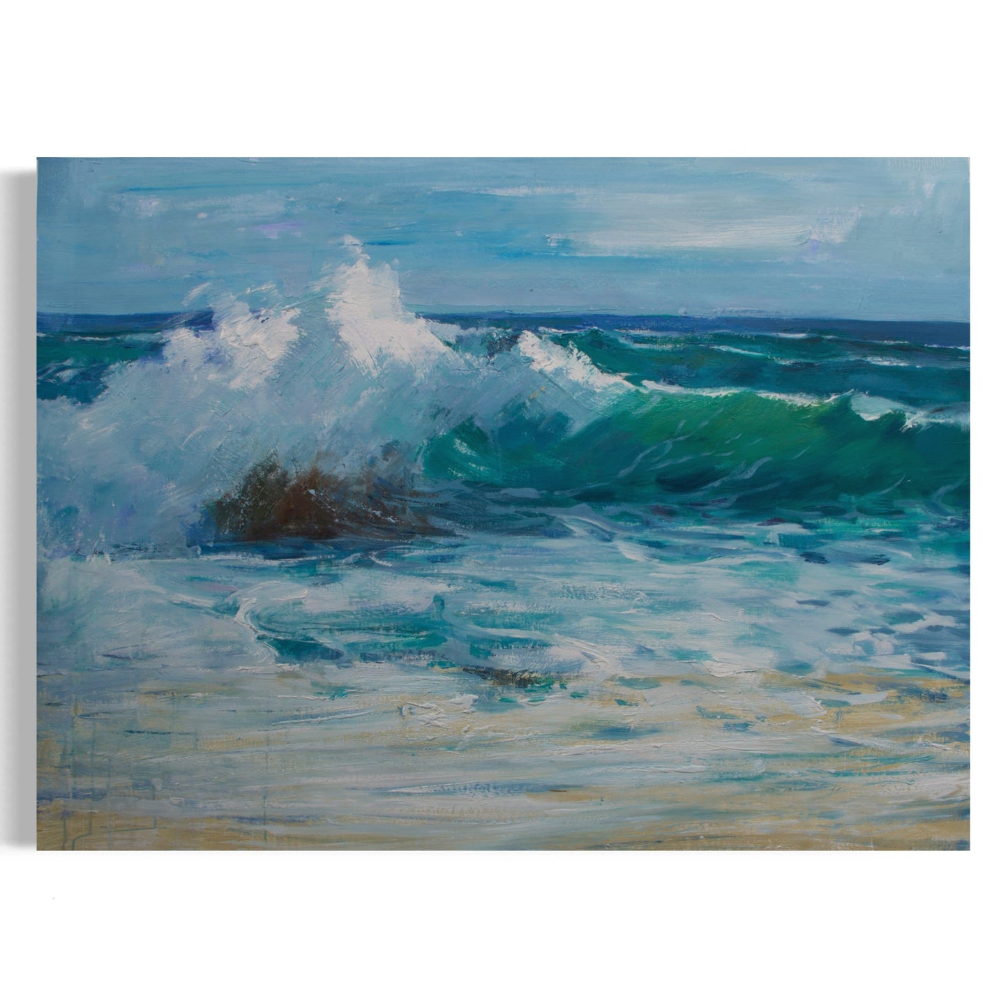 Serene Ocean Waves: Captivating Oil Painting of Coastal Beauty