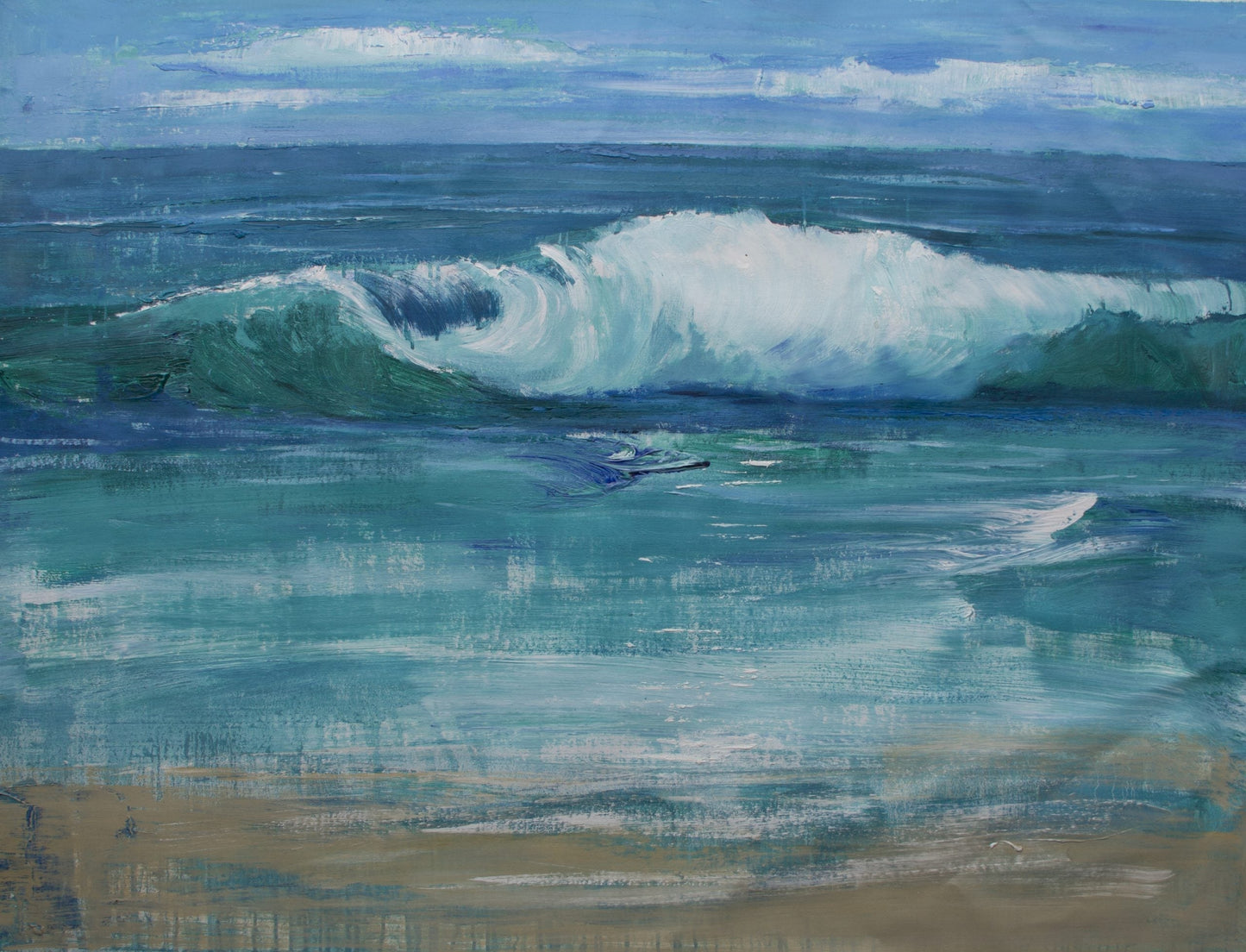 Tranquil Ocean Waves Oil Painting for Serene Home Decor