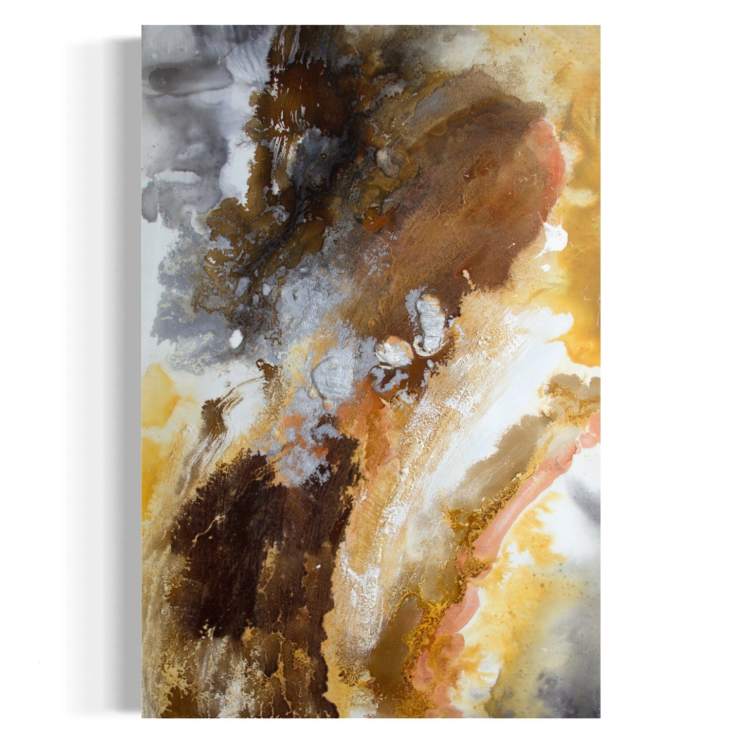 Abstract Oil Painting of Earthy Tones and Ethereal Swirls for Modern Decor