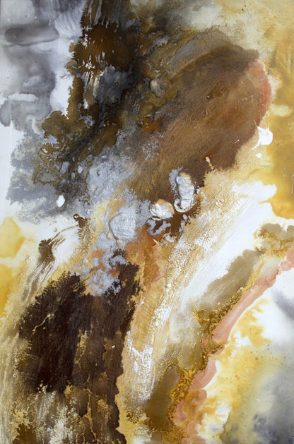 Abstract Oil Painting of Earthy Tones and Ethereal Swirls for Modern Decor