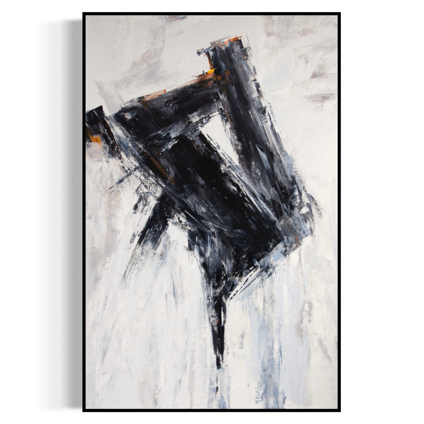 Abstract Black and White Oil Painting for Modern Home Decor