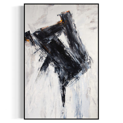 Abstract Black and White Oil Painting for Modern Home Decor