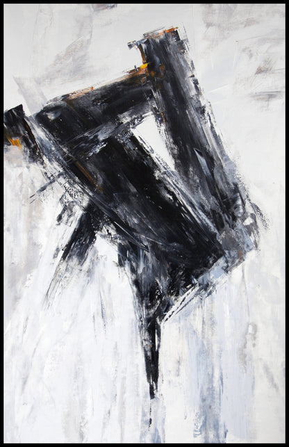 Abstract Black and White Oil Painting for Modern Home Decor